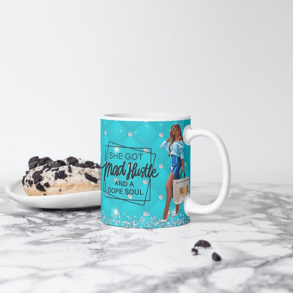 Inspirational Blue Mug with Motivational Quote